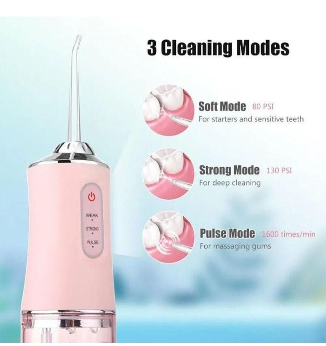 USB Rechargeable Portable Water Dental Flosser Teeth Irrigator Dental Teeth Cleaner with 4 Cleaning Nozzles Water Flosser For Teeth, Gums, Braces
