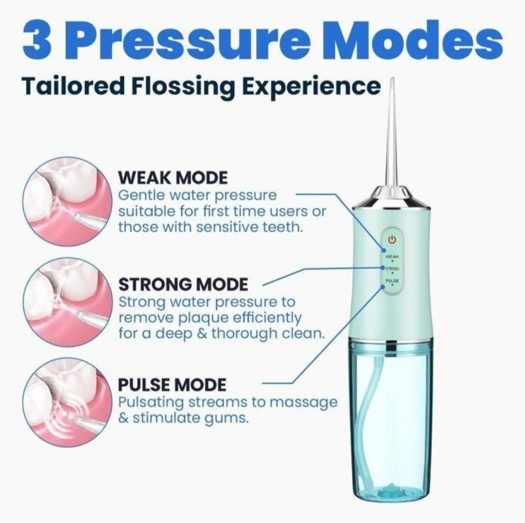 USB Rechargeable Portable Water Dental Flosser Teeth Irrigator Dental Teeth Cleaner with 4 Cleaning Nozzles Water Flosser For Teeth, Gums, Braces