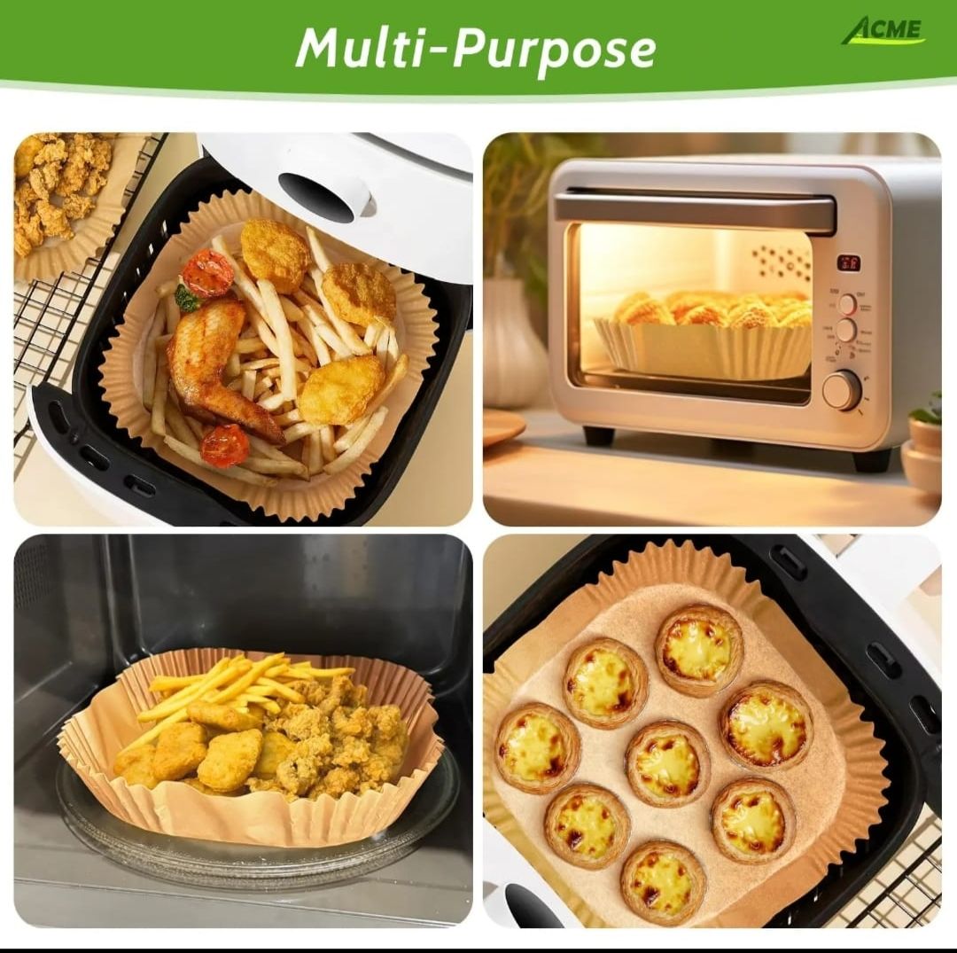 100pcs Mini Air Fryer Paper Liners,Disposable ,Non-stick Paper Liner for Microwave