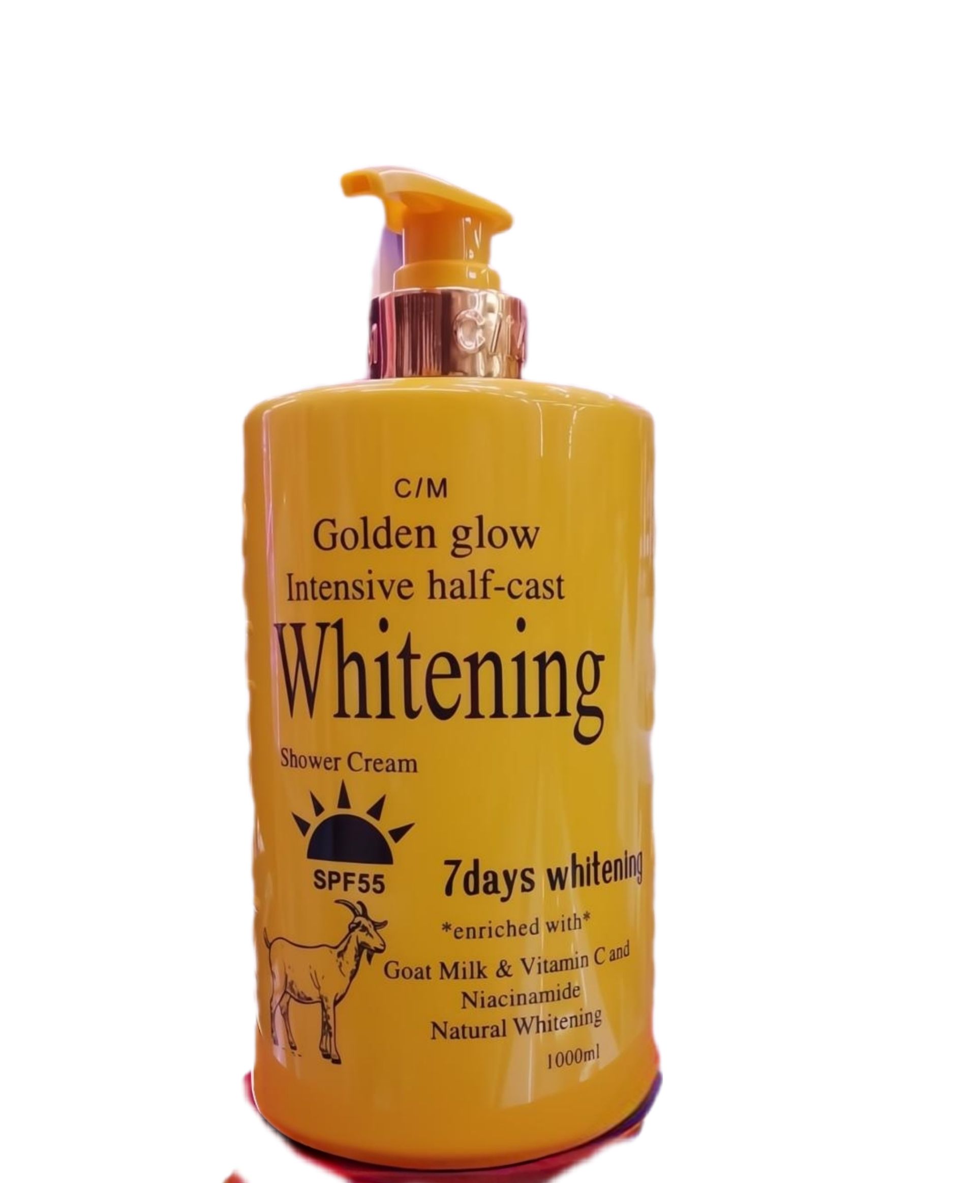 Golden Glow Intensive Half Cast Whitening Shower Cream Gel Body Wash with Niacinamide, Goat Milk, Vitamin C & SPF 55 For Glowing ,Brightening, Radiant, Even-Toned Skin- 1000ml
