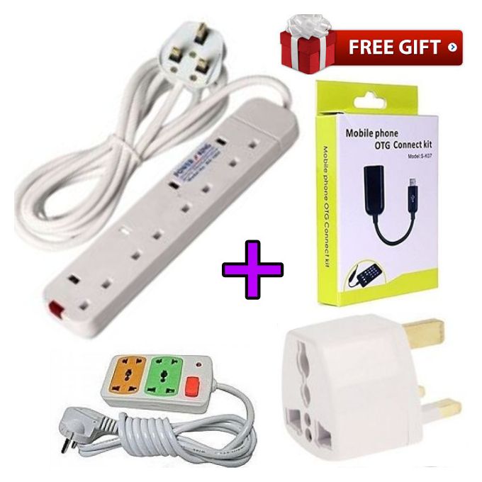 Power King 4 Way Power Extension Cable+2Way Extension+Otg Cable +Travel Adaptor
