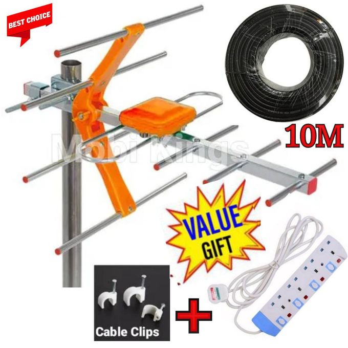 Powerful High Quality Digital TV Aerial For Vitron 43" , 32"Inch Frameless Digital Smart Android TV Netflix Youtube + 10 Cable Pins+4Way Power Extension