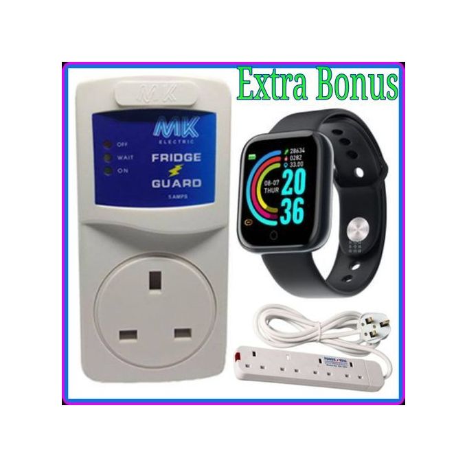 MK Fridge Guard+Free 4Way Power Extension+Smartwatch.