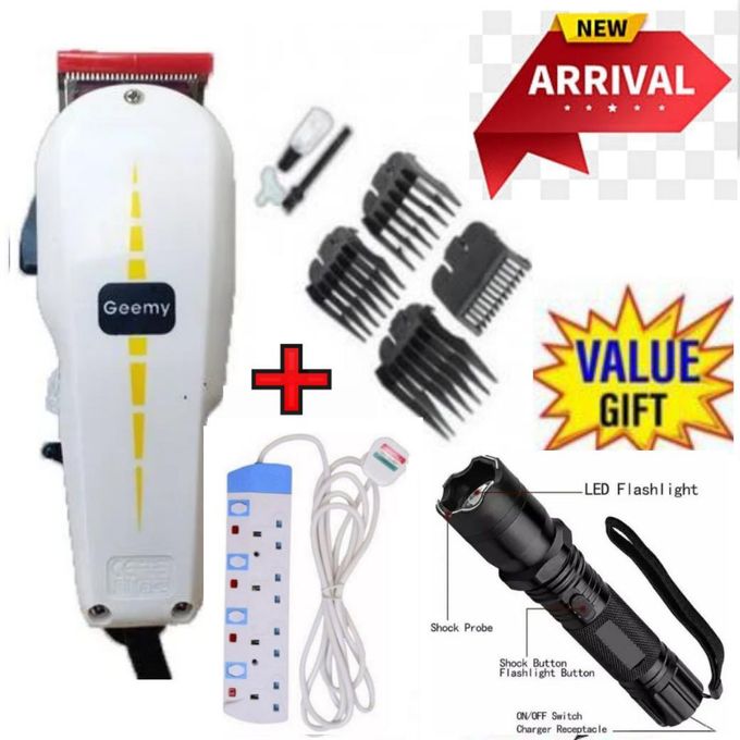 Geemy AFFORDABLE BARBER SHAVING MACHINE-KINYOZI +FREE ELECTRIC SHOCK TORCH+4 WAY POWER EXTENSION