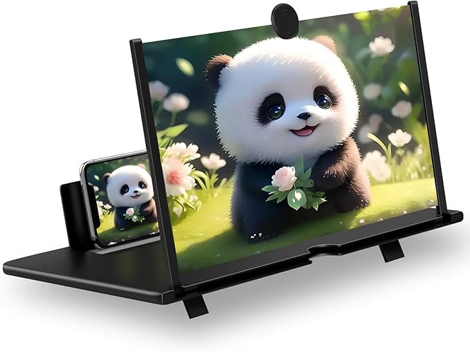 Screen Magnifier for Smartphone, HD Mobile Phone Video Amplifier, Portable Enlarged Screen Tablet for Gaming, Movies, Cartoons, Angle Adjustable, Compatibility with All Smartphones