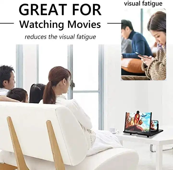 Screen Magnifier for Smartphone, HD Mobile Phone Video Amplifier, Portable Enlarged Screen Tablet for Gaming, Movies, Cartoons, Angle Adjustable, Compatibility with All Smartphones