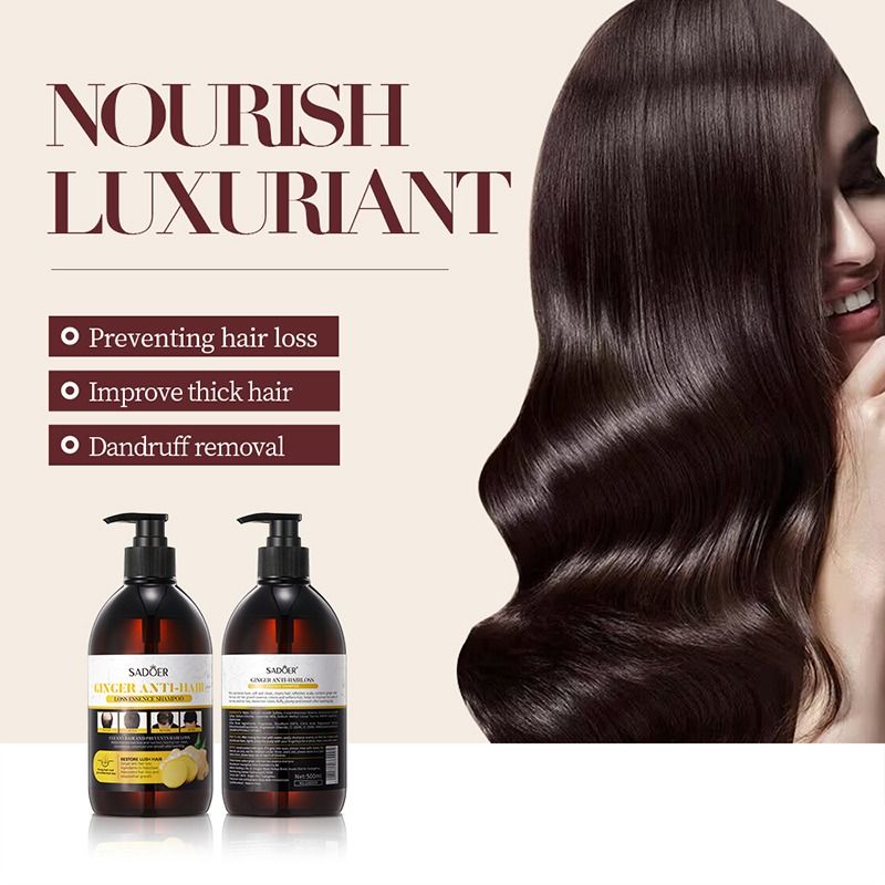 SADOER Anti Hair Loss Treatment Shampoo Essence, Hair Growth Ginger Extract Beard Growth,Hair Growth, Anti Dandruffs Hair Moisturizing Hair Care Shampoo, Derma Roller Compliment In Anti Hair Loss