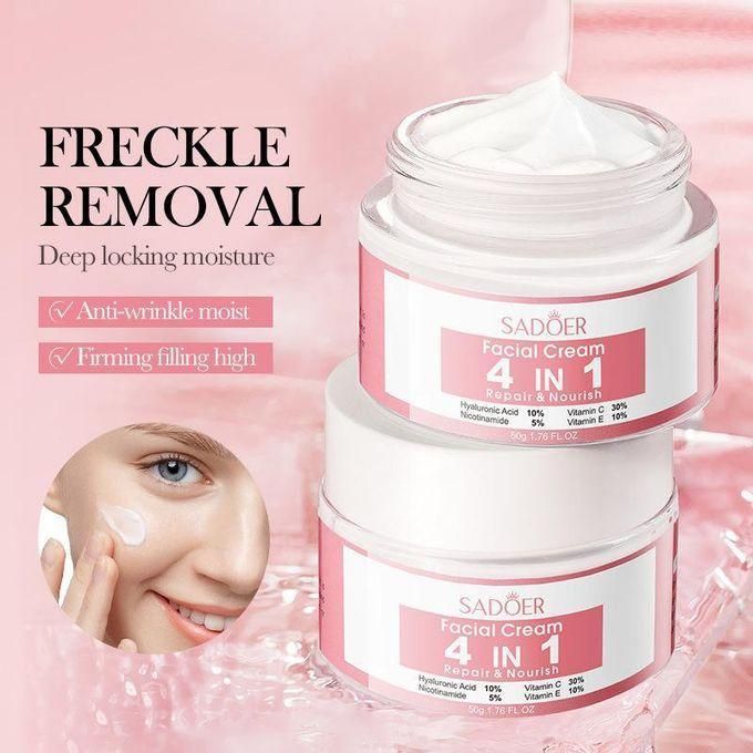 SADOER 4 in 1 Facial CREAM Brightening, Pigment Control Anti-Aging CREAM with Hyaluronic Acid, Niacinamide,Vitamin C & E Perfect Face Serum for All Skin Types Choose from variation SERUM CREAM OR BOTH