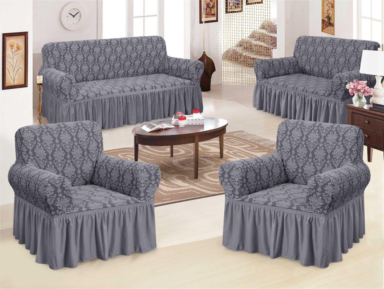 Stretchable Turkey imported loose covers/sofa covers.fits all types of sofa sets  ft. The suitable design adds cozy feel to your home and as well protects your seats from dirt and any form of damage.