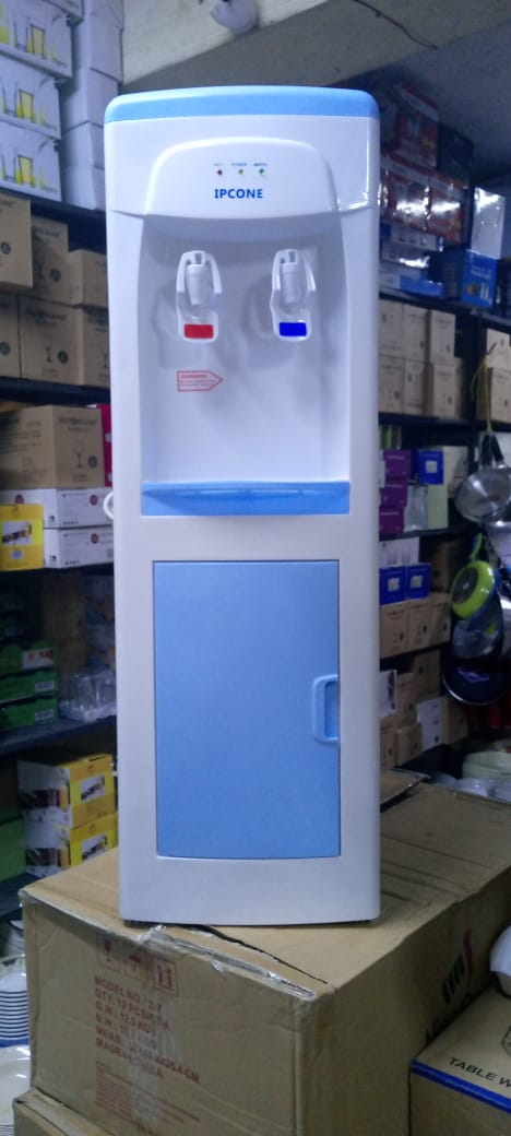 Hot And Normal Water Dispenser -blue And White  It’s equipped with an overheat protection system that deactivates the heating bar and prevents it from damage