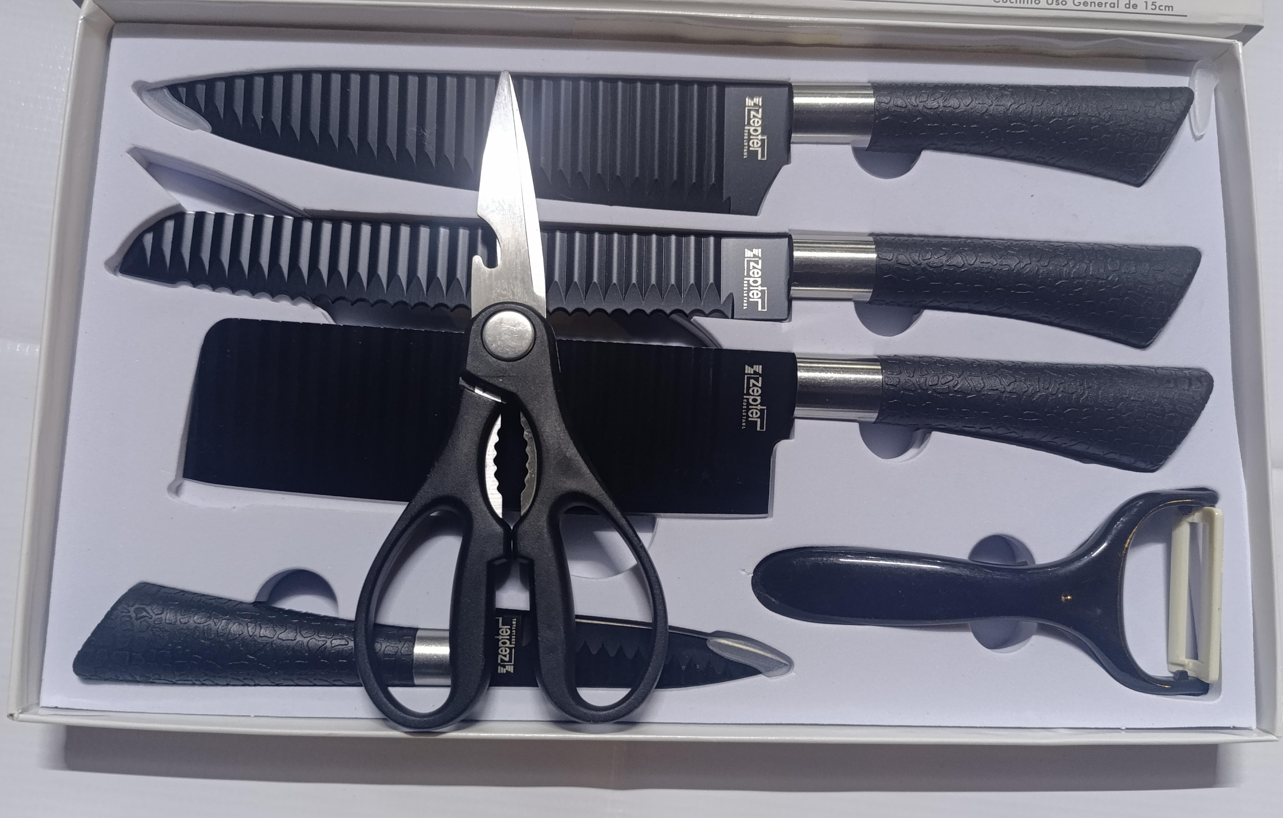 Zepter International 6 Pc Kitchen Gourmet Knife Set,  The ergonomic non-slip handle feels comfortable to handle A superior quality material, rust-proof, easy to use and clean Robust,
