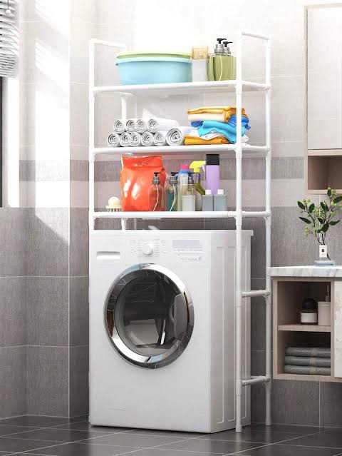 Laundry 3 Tier Over The Washing Machine  the Shelf Unit Utilizes Wasted Storage Area above the Washinghine.The Storage Shelf is Sturdy and Durable,Made of Stainless Steel Tubes.