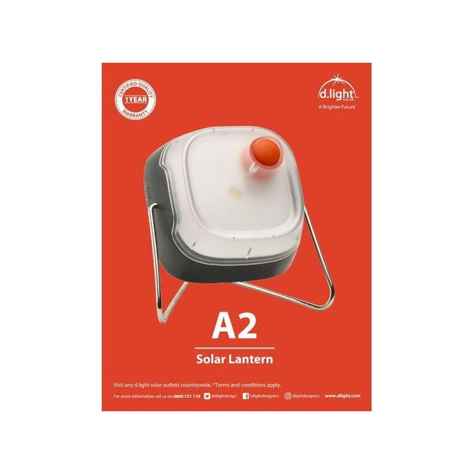 D Light D.light A2 Solar LED Lantern Light  Outdoor using and indoor using is available
LifePO4 battery Long lifespan battery for emergency lighting when power off
Brightness adjustable
