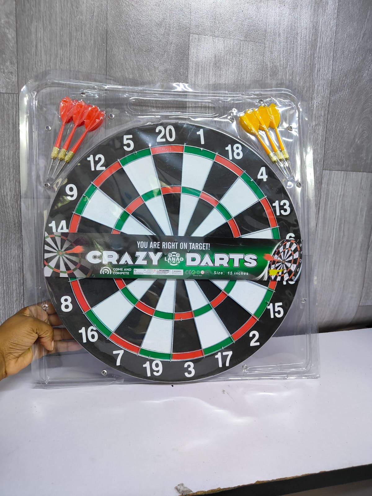 Dart Board Game Set - 17'' Double Sided Usable Dartboard with FREE 6 Steel Tip Darts, Excellent Indoor & Outdoor Party Game