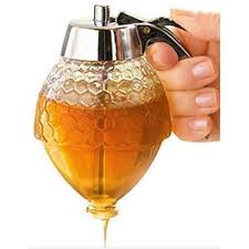 Generic Clear Glass Honey Dispenser comes  Press the release on the handle, honey will immediately flow out from the bottom. Release it, stops immediately, no dripping or