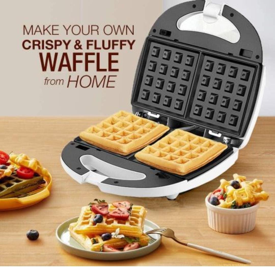 WAFFLE MAKER. SMURFETT waffle maker 2 slot, Non stick coating, Overheat Protection, locking lip makes sure your sandwich is toasted to perfection and that know when it is ready to go.
