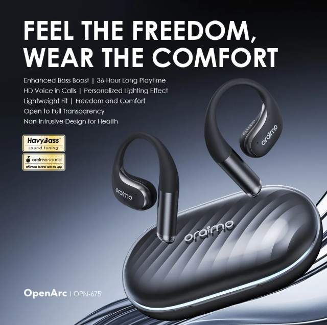 oraimo OpenArc Open-Ear  36-Hr Long Playtime Wireless  Bluetooth Earphones Earphones