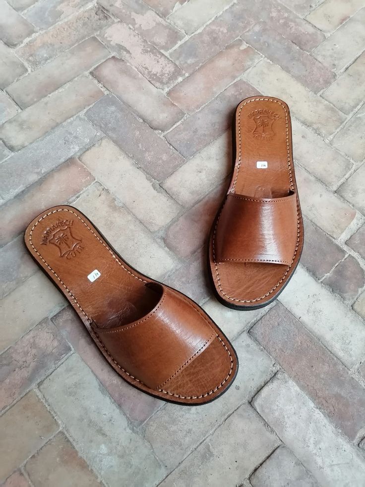 Moroccan pure leather men sandals summer sandals gift for him flipflops men slides