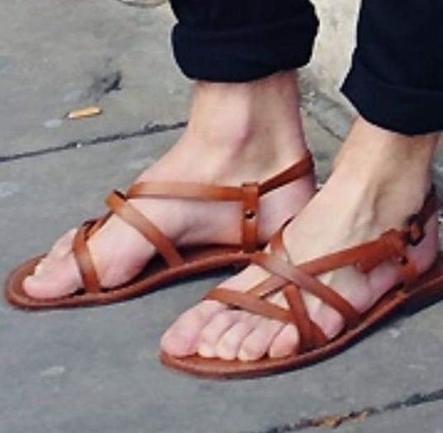 Moroccan pure leather men sandals summer sandals gift for him flipflops men slides