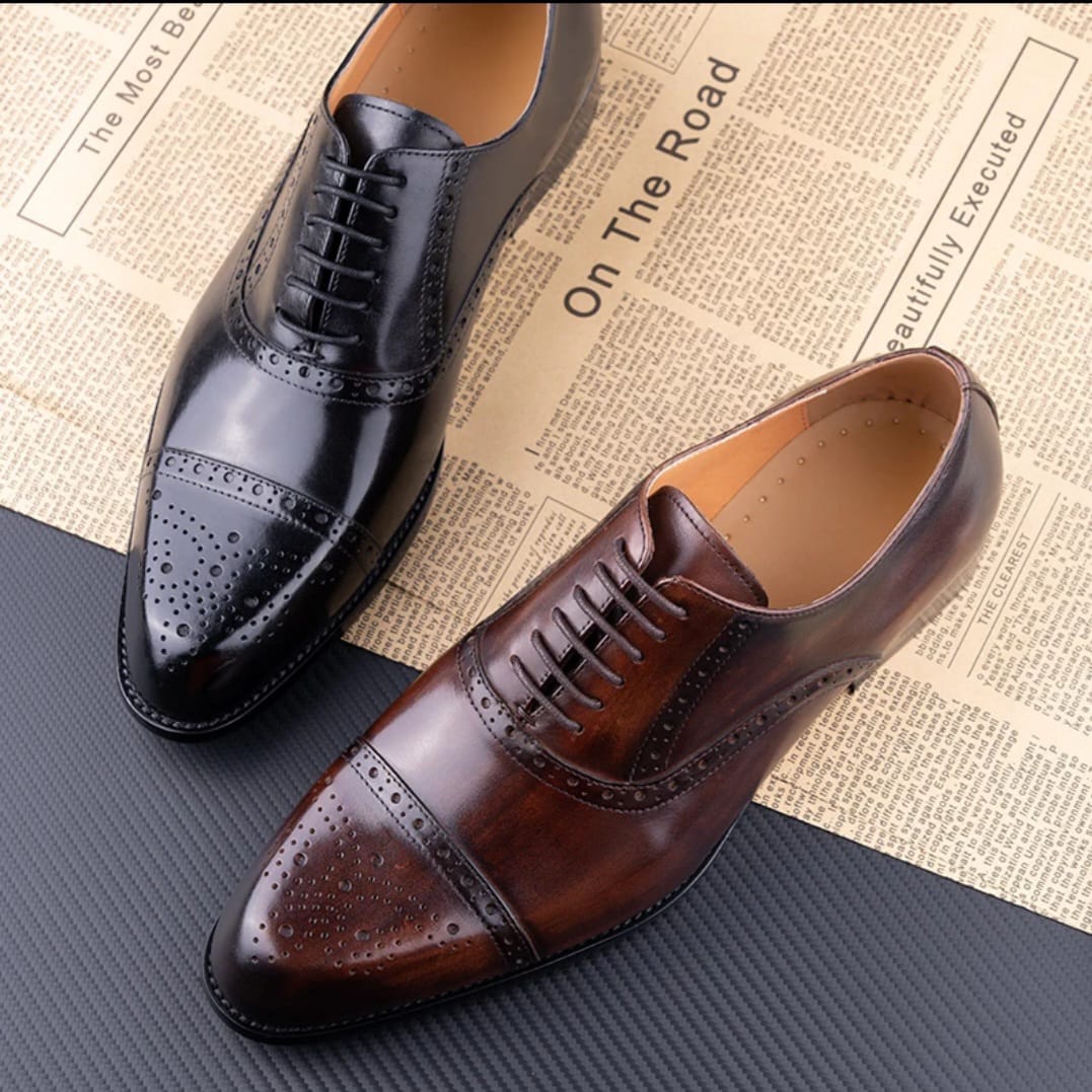 Oxford Moroccan leather Business men's Official Shoes animal Leather Shoes Breathable Dress Shoes Pointed Toe Formal Shoes Hot Fashion Wedding real Leather Man Pointed Boy Formal Office Shoe Dad