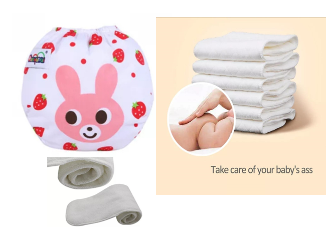 4PCS Baby Washable, Adjustable, Reusable Cloth Unisex Toddler Kids Waterproof Breathable Diaper With 12 Inserts (0 to 3 Yrs Upto 15 Kgs)