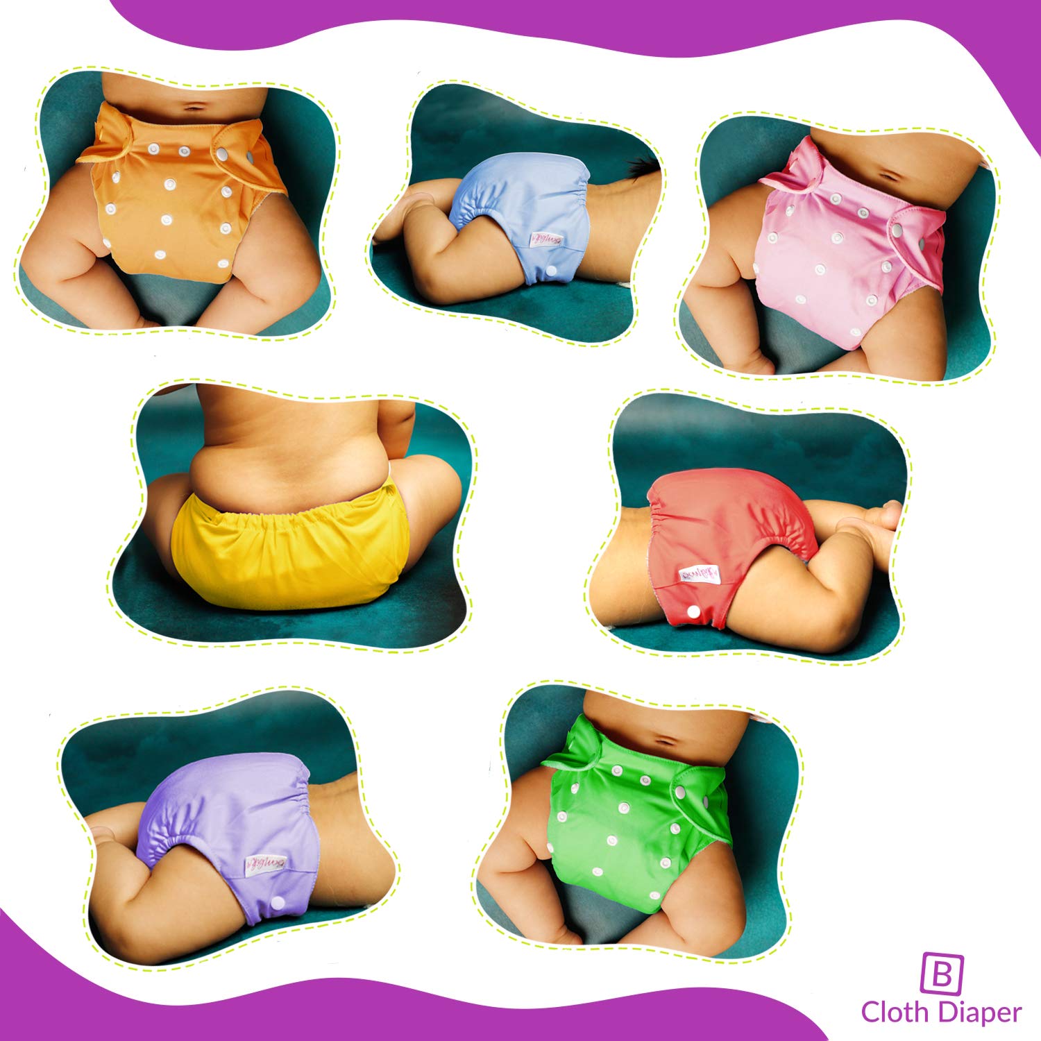 3PCS Baby Washable, Adjustable, Reusable Cloth Unisex Toddler Kids Waterproof Breathable Diaper With 9 Inserts (0 to 3 Yrs Upto 15 Kgs)