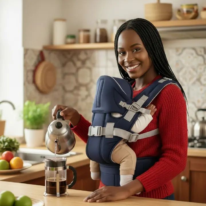 Ergonomic 5-in-1 Baby Carrier with Hip Seat & Hood – Breathable 3D Mesh, Back Support, Adjustable for Newborn to 20kg (4-6M+) - Hands-Free for Travel, Shopping, and Everyday Comfort