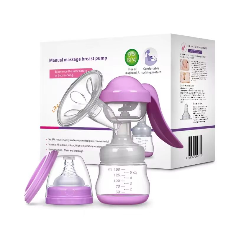 Healthy Manual Breast Pump with Free Baby Bottle Cap – Portable Handheld Breastfeeding Pump, BPA-Free, Silent Milk Expression, Easy to Clean, Comfortable Suction for Nursing Mothers