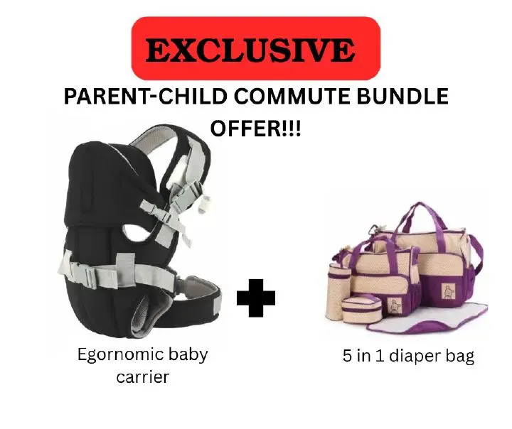 Ultimate Parent- Child Travel Bundle! Ergonomic Baby Carrier (Hip-Healthy) & Versatile 5-in-1 Diaper Bag System | MAX Comfort & Hands-Free