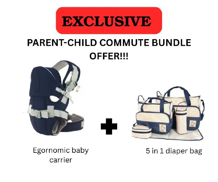Ultimate Parent- Child Travel Bundle! Ergonomic Baby Carrier (Hip-Healthy) & Versatile 5-in-1 Diaper Bag System | MAX Comfort & Hands-Free