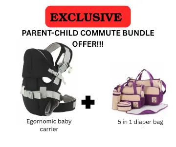 Ultimate Parent- Child Travel Bundle! Ergonomic Baby Carrier (Hip-Healthy) & Versatile 5-in-1 Diaper Bag System | MAX Comfort & Hands-Free