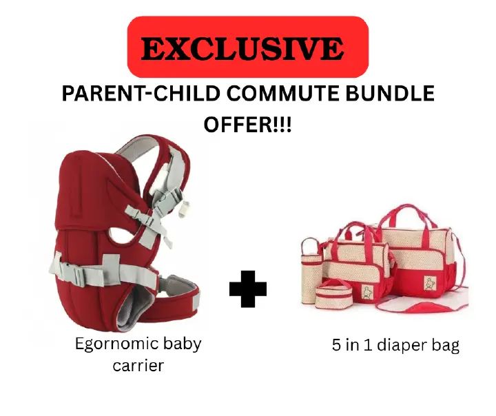 Ultimate Parent- Child Travel Bundle! Ergonomic Baby Carrier (Hip-Healthy) & Versatile 5-in-1 Diaper Bag System | MAX Comfort & Hands-Free