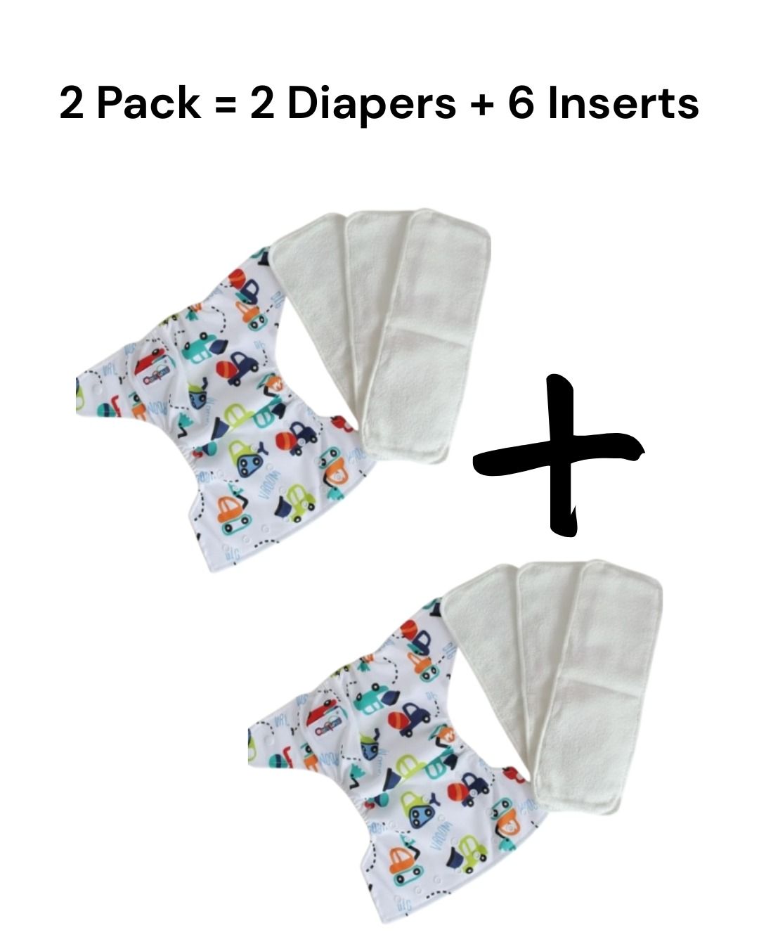 Reusable Baby Cloth Diaper Waterproof Adjustable Washable Nappy + 3 Inserts Breathable Unisex (0–3 Years, Up to 15kg)