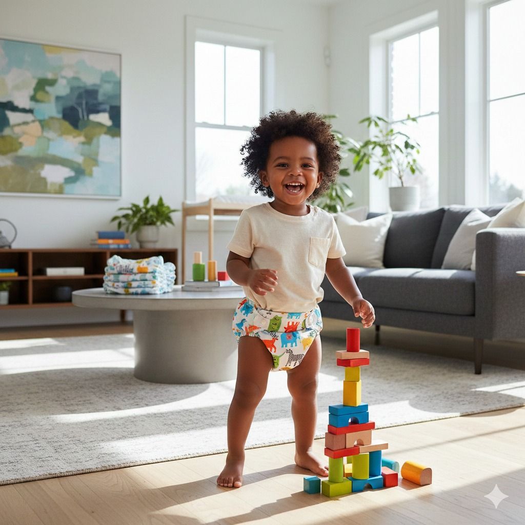 Reusable Baby Cloth Diaper Waterproof Adjustable Washable Nappy + 3 Inserts Breathable Unisex (0–3 Years, Up to 15kg)