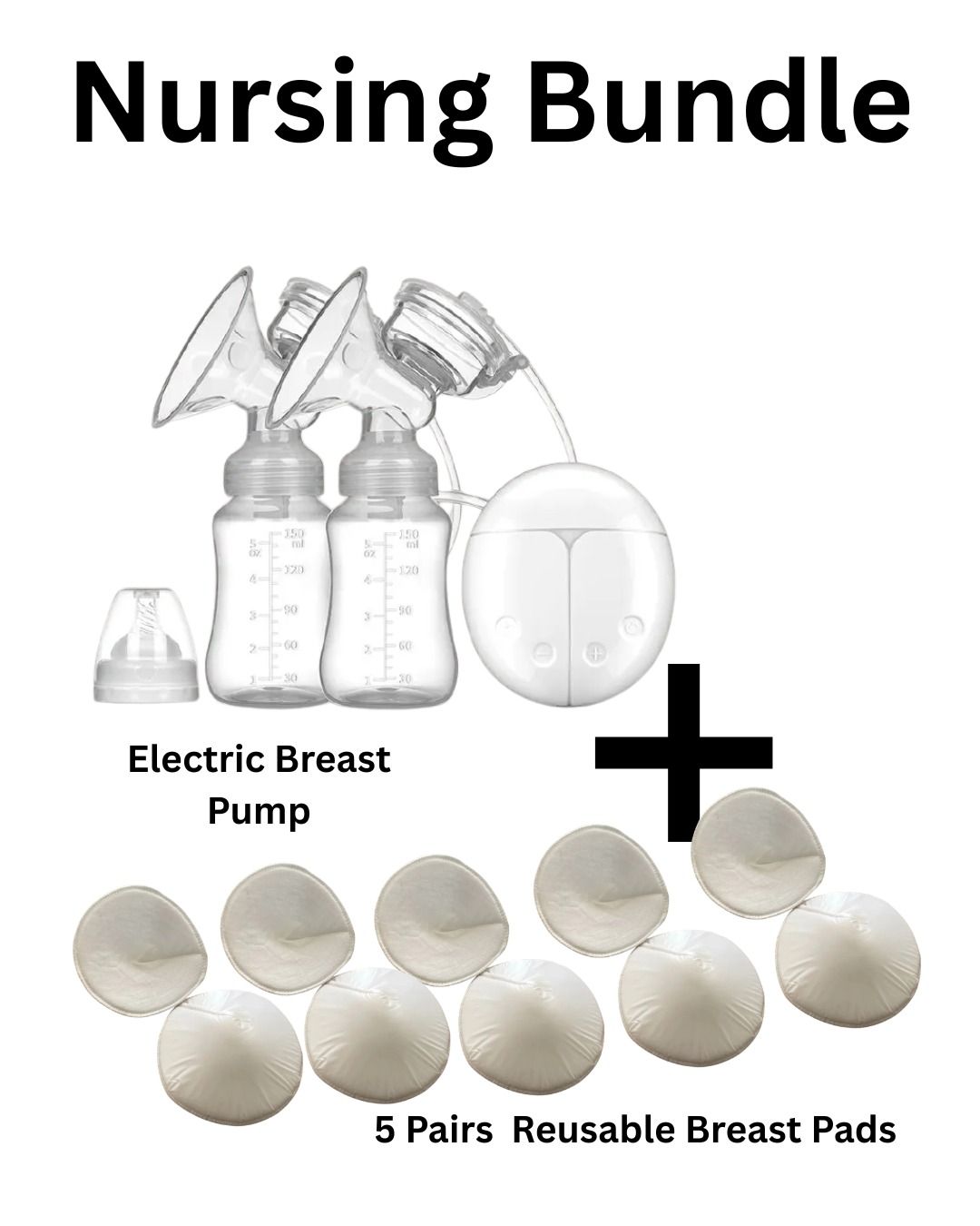 2-in-1 Double Electric Breast Pump Bundle with Reusable Breast Pads ,High Quality  and Comfortable.
