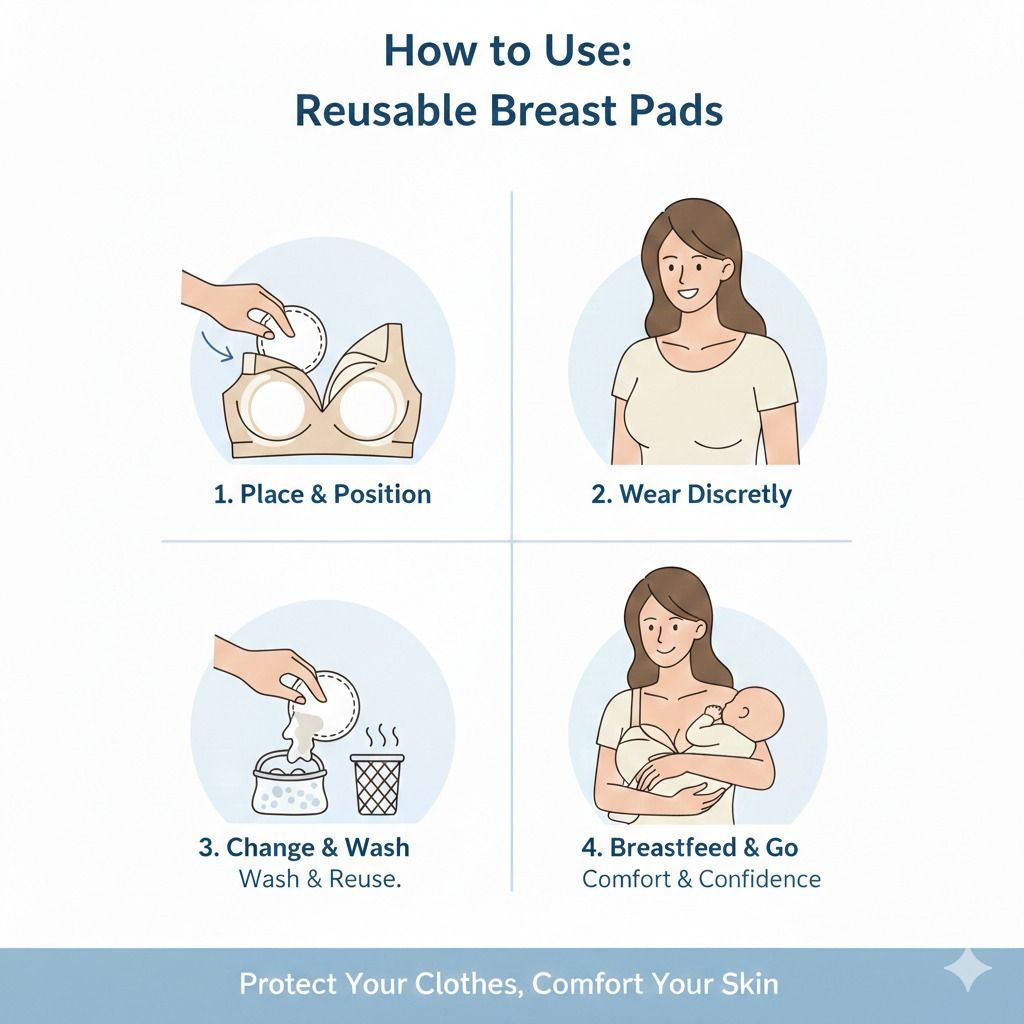 Reusable Ultra-Soft Cotton Nursing Pads – Leakproof Breastfeeding Pads, Washable & Comfortable