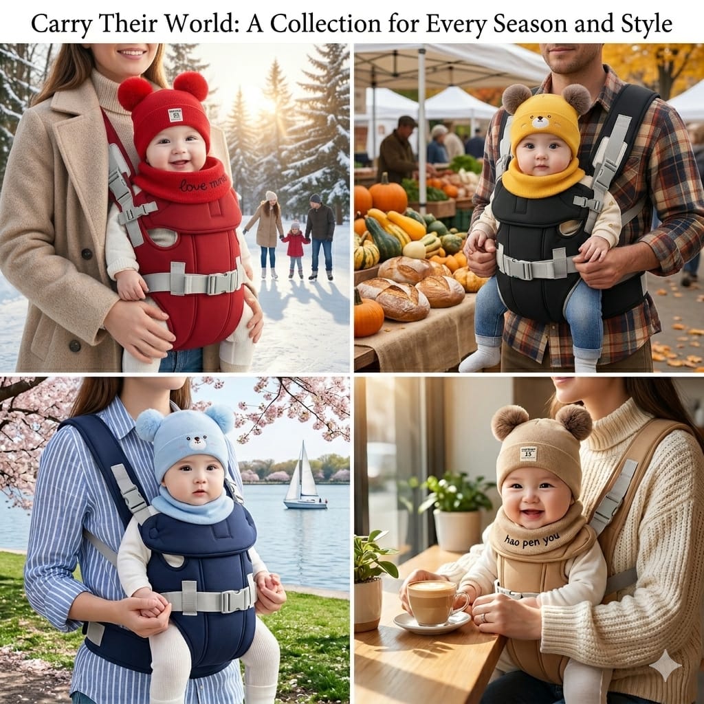 Ultra-Comfort Baby Carrier with  Matching Hat Set – Ergonomic, Safe & Stylish for New Parents (0–36 Months)