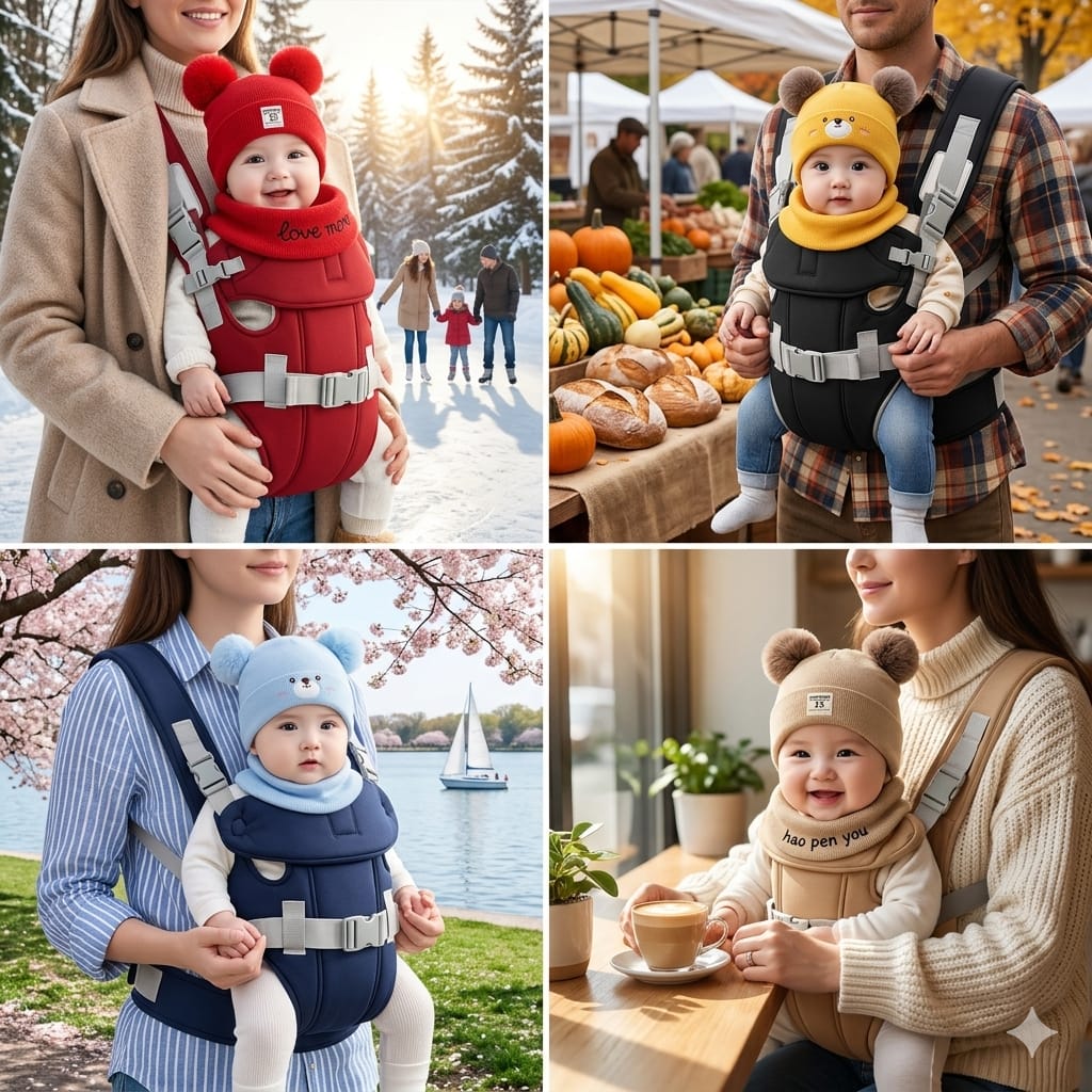 Ultra-Comfort Baby Carrier with  Matching Hat Set – Ergonomic, Safe & Stylish for New Parents (0–36 Months)