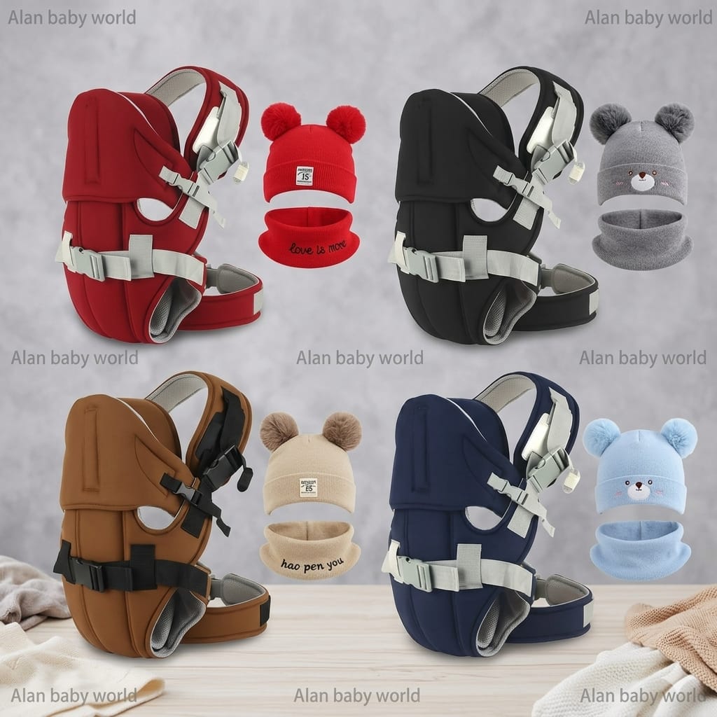 Ultra-Comfort Baby Carrier with  Matching Hat Set – Ergonomic, Safe & Stylish for New Parents (0–36 Months)