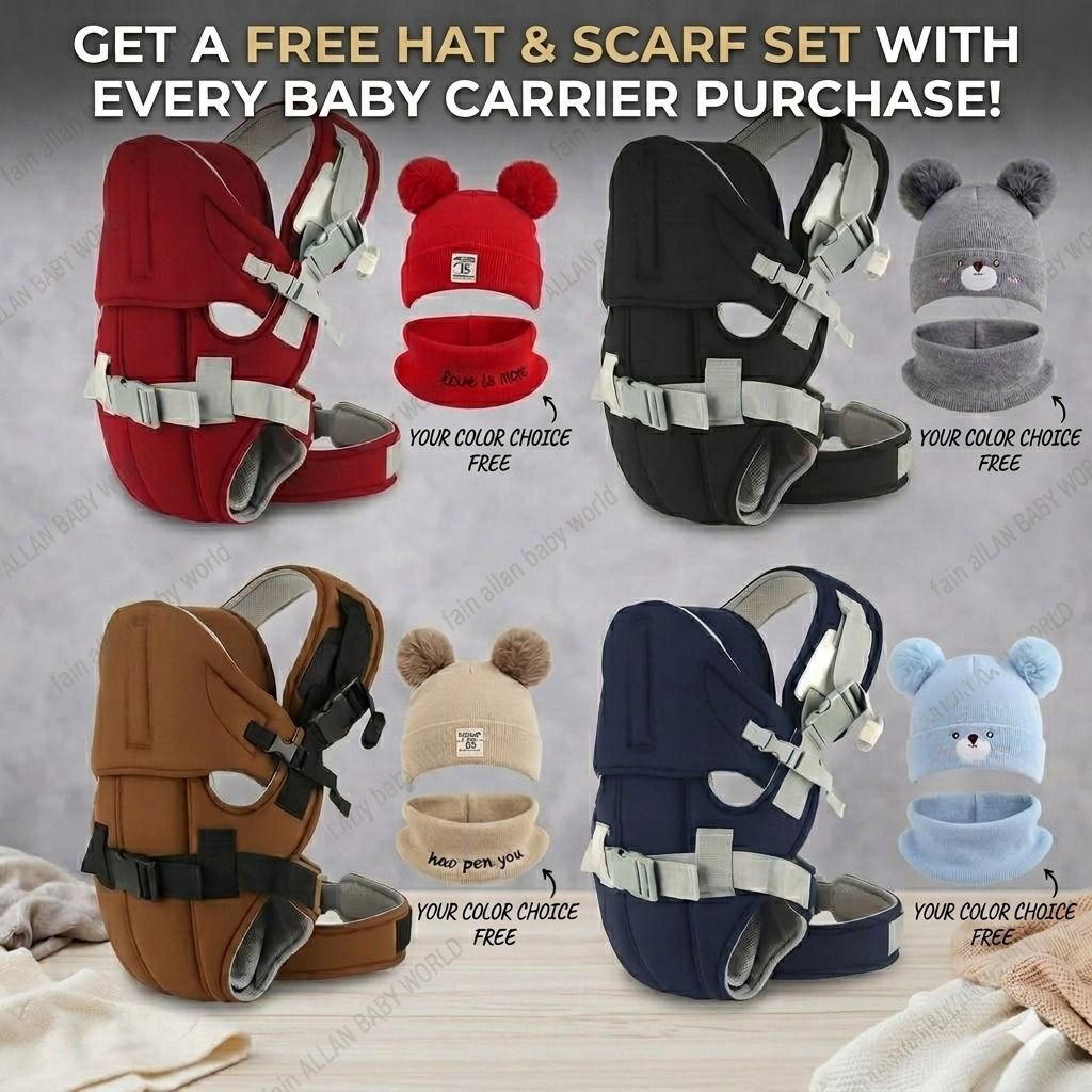 Ultra-Comfort Baby Carrier with  Matching Hat Set – Ergonomic, Safe & Stylish for New Parents (0–36 Months)