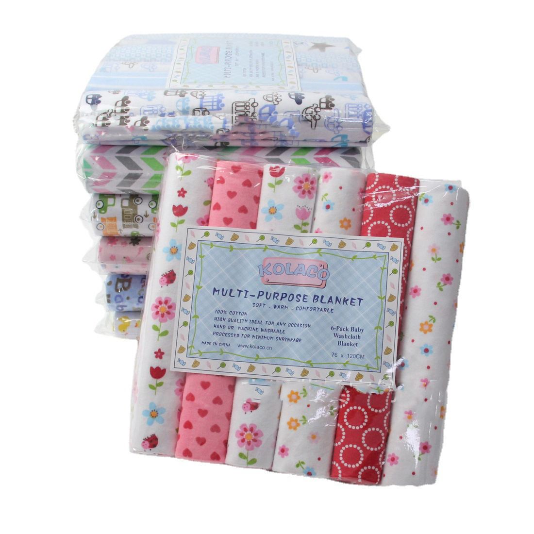 Fashion 6PACK Lovely Cotton Baby Shawl Set | Soft Flannel Receiving Blankets for Newborn Baby Boy | Multi-purpose Warm Swaddle Wraps | Gentle Cotton Baby Bedding Gift Set