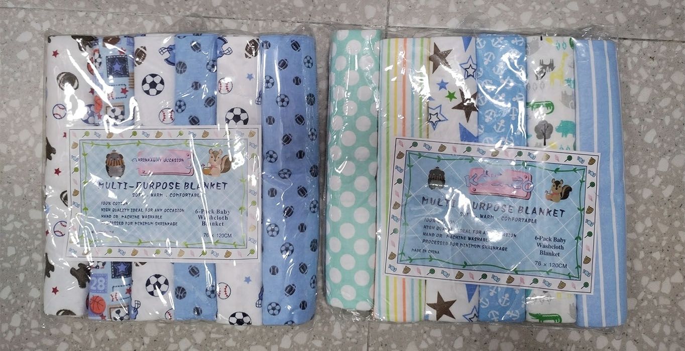 Fashion 6PACK Lovely Cotton Baby Shawl Set | Soft Flannel Receiving Blankets for Newborn Baby Boy | Multi-purpose Warm Swaddle Wraps | Gentle Cotton Baby Bedding Gift Set