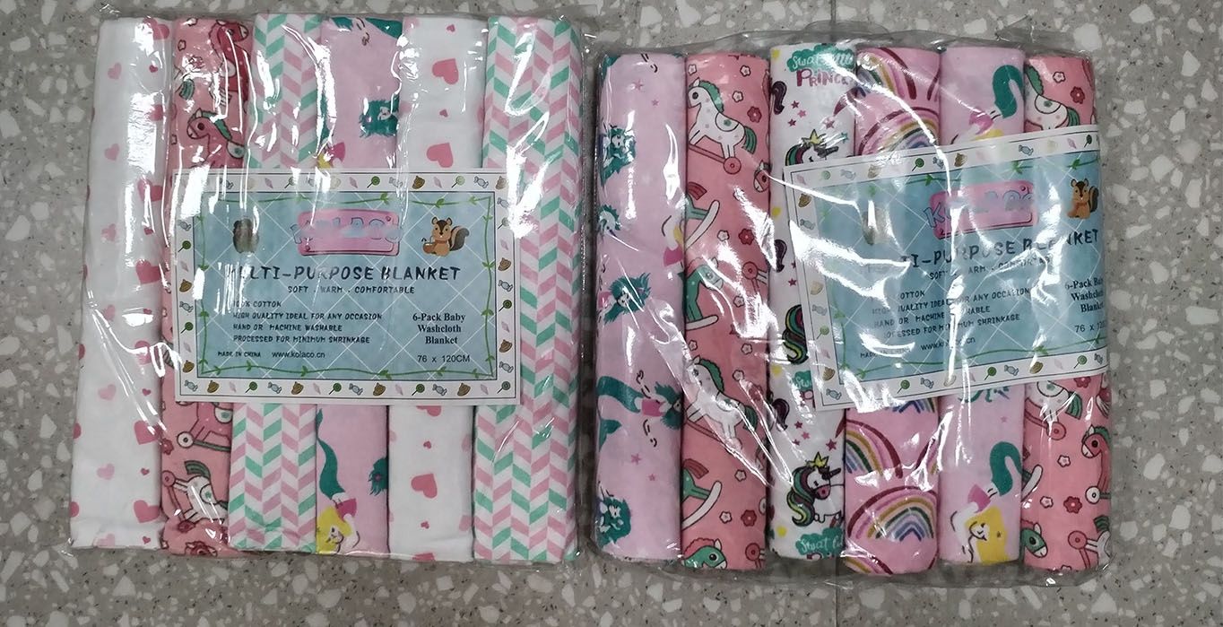 Fashion 6PACK Lovely Cotton Baby Shawl Set | Soft Flannel Receiving Blankets for Newborn Baby Boy | Multi-purpose Warm Swaddle Wraps | Gentle Cotton Baby Bedding Gift Set