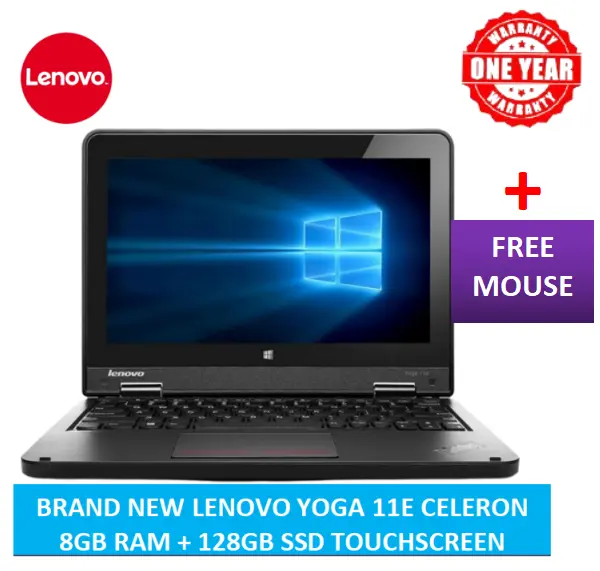 (ANNIVERSARY OFFER)  LENOVO YOGA 11E CELERON 8GB RAM+ 128GB SSD/ TOUCHSCREEN / X360/ WINDOWS 11 PRO / 5TH GENERATION+1 YEAR WARRANTY +FREE MOUSE