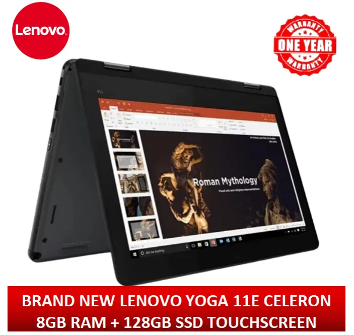 (ANNIVERSARY OFFER)  LENOVO YOGA 11E CELERON 8GB RAM+ 128GB SSD/ TOUCHSCREEN / X360/ WINDOWS 11 PRO / 5TH GENERATION+1 YEAR WARRANTY +FREE MOUSE