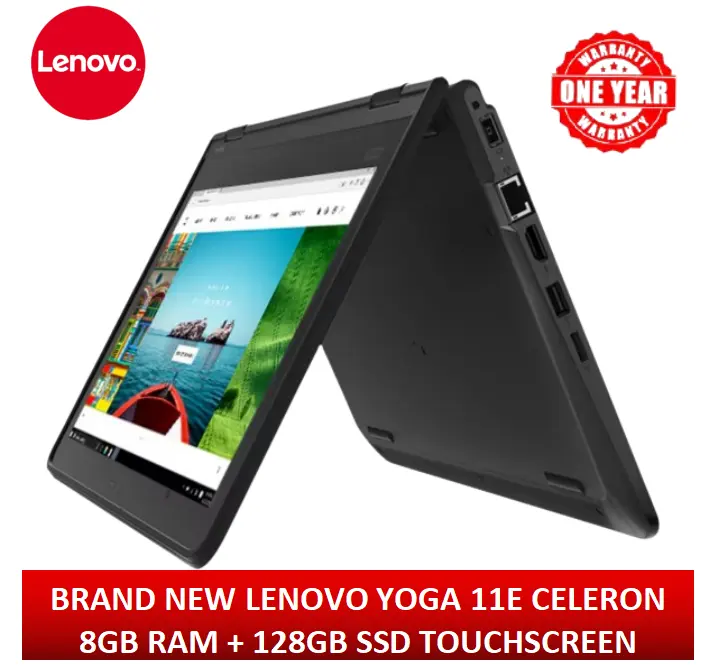 (ANNIVERSARY OFFER)  LENOVO YOGA 11E CELERON 8GB RAM+ 128GB SSD/ TOUCHSCREEN / X360/ WINDOWS 11 PRO / 5TH GENERATION+1 YEAR WARRANTY +FREE MOUSE