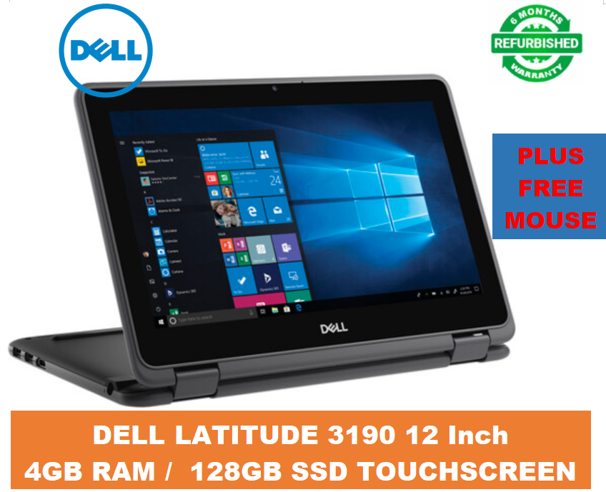 (PROMOTION!) Brand New DELL LATITUDE 3190 4GB RAM /  128GB SSD Touchscreen Laptop Windows 11 Pro  12 Inch PLUS FREE MOUSE