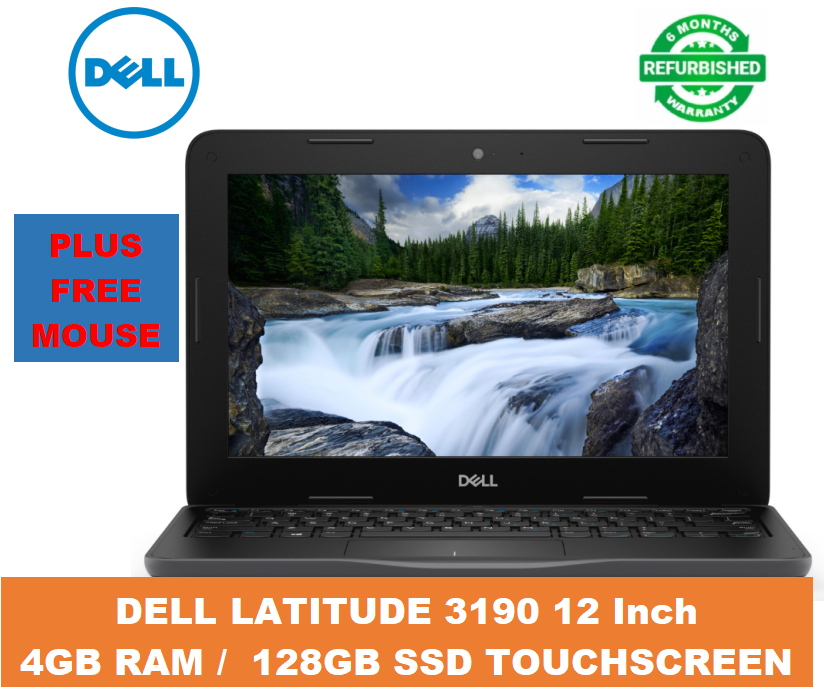 (PROMOTION!) Brand New DELL LATITUDE 3190 4GB RAM /  128GB SSD Touchscreen Laptop Windows 11 Pro  12 Inch PLUS FREE MOUSE