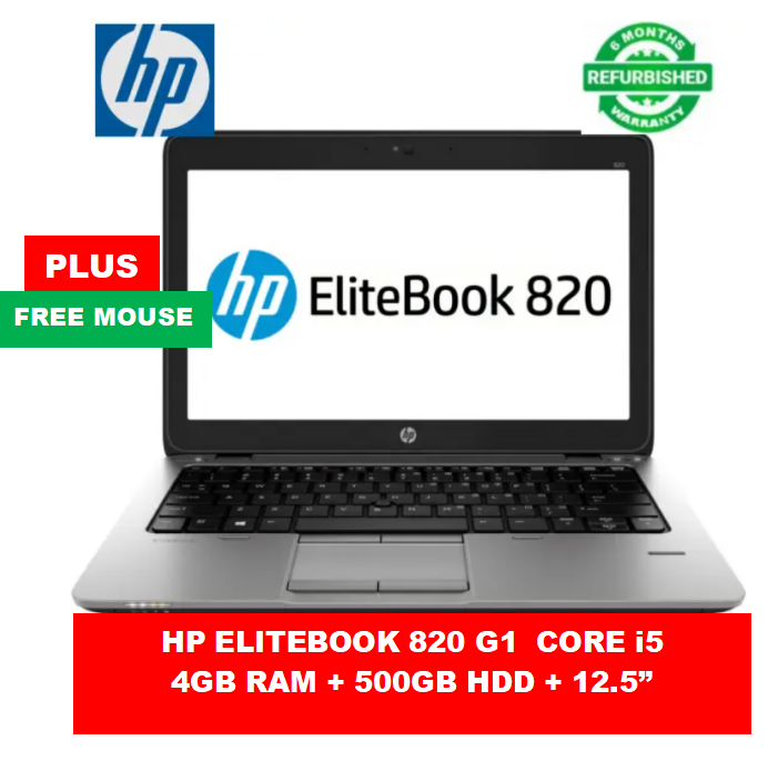 (Anniversary Offer!) HP ELITEBOOK 820 G1 CORE I5 4GB RAM / 500GB HDD Refurbished Laptop  Notebook 4th Gen 12.5" Inch Plus Free Mouse Computer Notebook