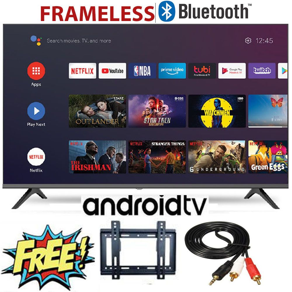 BLUETOOTH  VITRON HTC3200S,FRAMELESS 32 Inch Television Smart TV Android 11.0 TV Inbuilt Decoder 3*HDMI Ports,2*USB,Netflix,Youtube, Appstore Inbuilt Decoder 14 Months Warranty+FREE WALL BRACKET+RCA